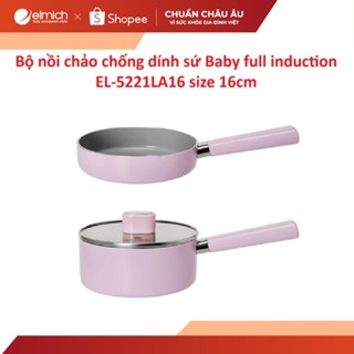 Bộ nồi chảo chống dính sứ Baby full induction EL-5221LA16 size 16cm