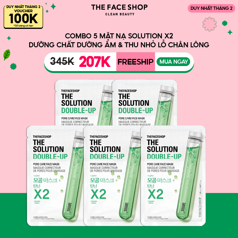 Combo 5 Mặt Nạ The Solution Double Up Dưỡng Ẩm Cải Thiện Mọi Vấn Đề Da 20mlx5