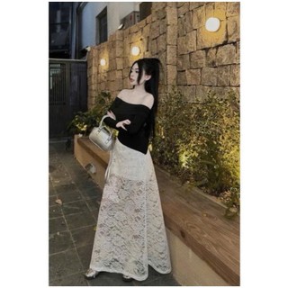  chân váy ren dệt kim hoa hồng nổi đủ size 40-75kg dáng chữ A 