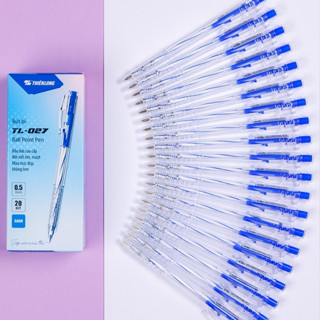 Bút bi TL 027, Hộp 20 bút bi thiên long 027, Bút viết học sinh, Bút bi học sinh đủ màu Đen/ Xanh