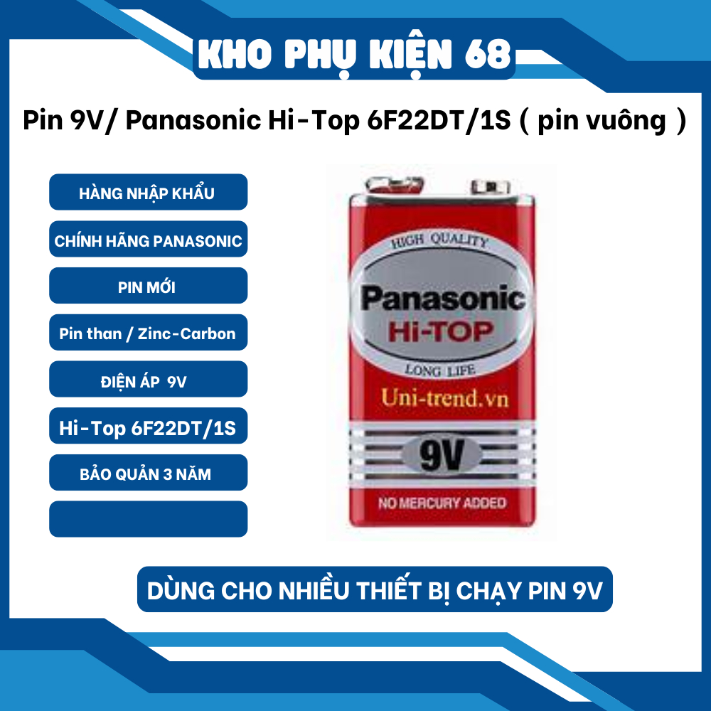 Pin Panasonic 9V Chính Hãng, Pin Panasonic Vuông