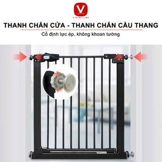 Thanh Chắn Cầu Thang, Chắn Cửa Bảo Vệ Cho Bé V-BABY Màu Đen - Không Khoan Đục