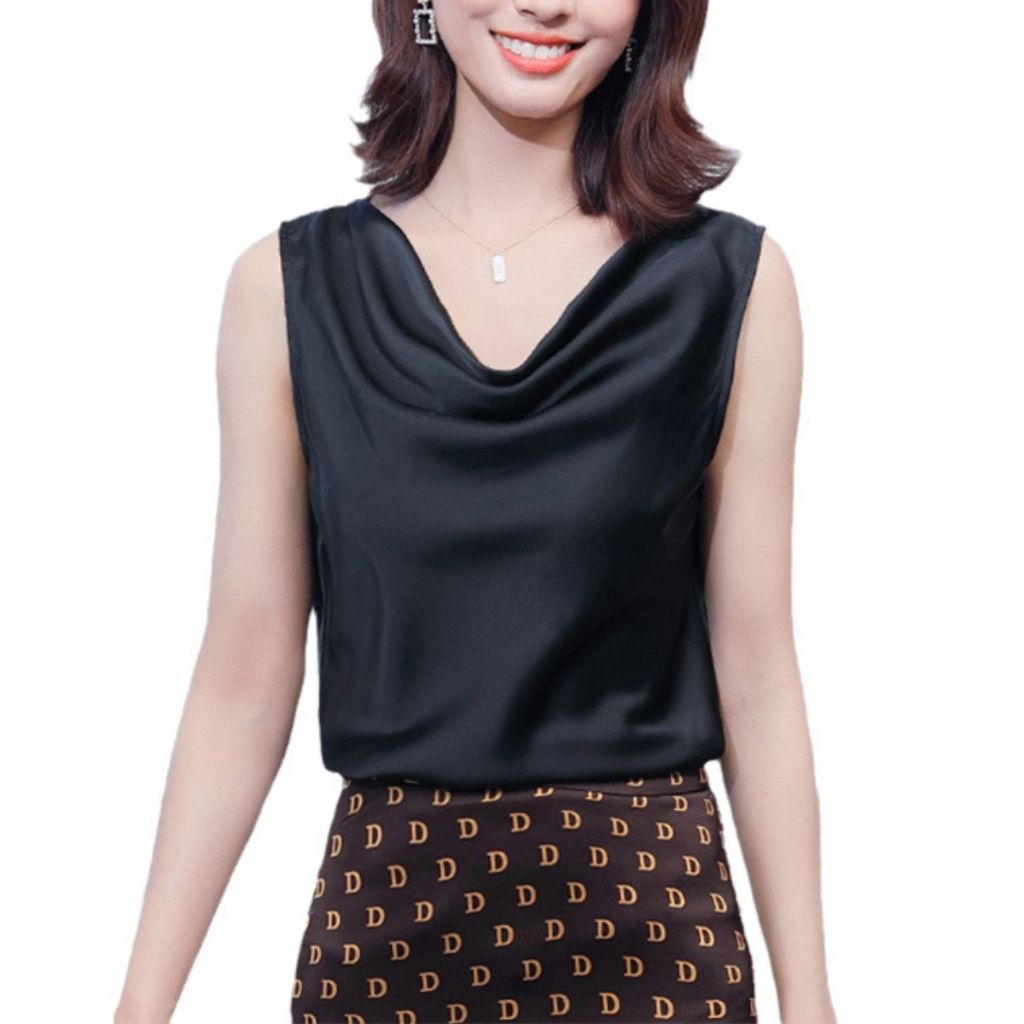 Áo lụa cổ đổ công sở cao cấp kiểu Hàn Quốc form rộng thanh lịch