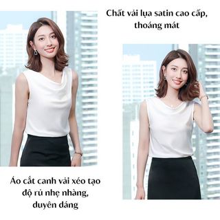 Áo lụa cổ đổ công sở cao cấp kiểu Hàn Quốc form rộng thanh lịch