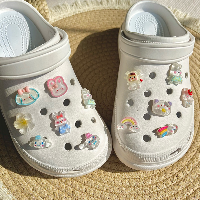 Set 10 Charm bóng ngẫu nhiên phụ kiện trang trí dép nhựa cứng hoạt hình