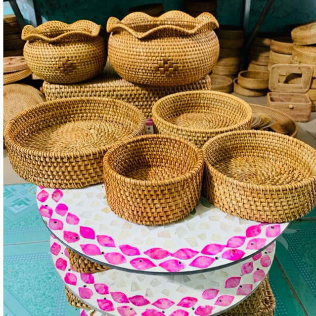 Bát mây đựng hoa quả bánh kẹo, rổ mây đựng đồ, cốc đựng handmade, phụ kiện chụp ảnh