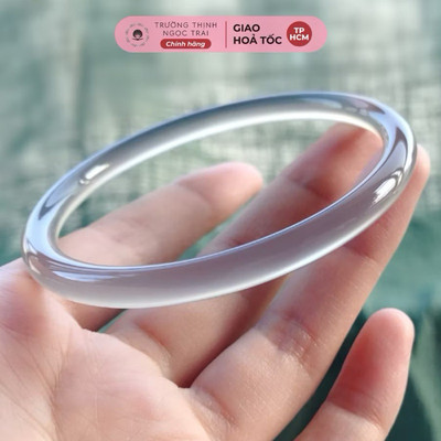 Vòng Mã Não Bản Tròn 8ly Đũa Khởi Quang Màu Xanh Ngọc - Ngọc Trai Trường Thịnh