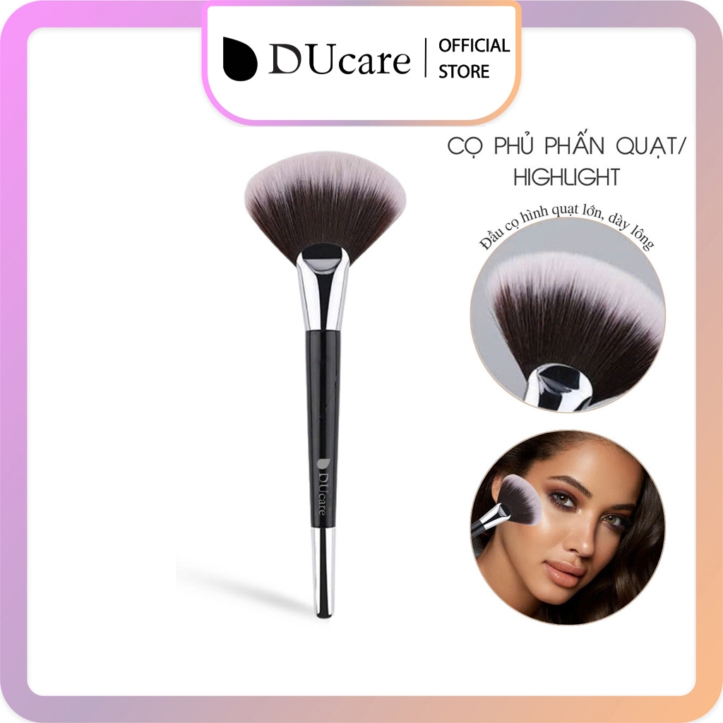 Cọ Phủ Phấn,Cọ Highlight Ducare Dạng Quạt Cao Cấp 853 Màu đen
