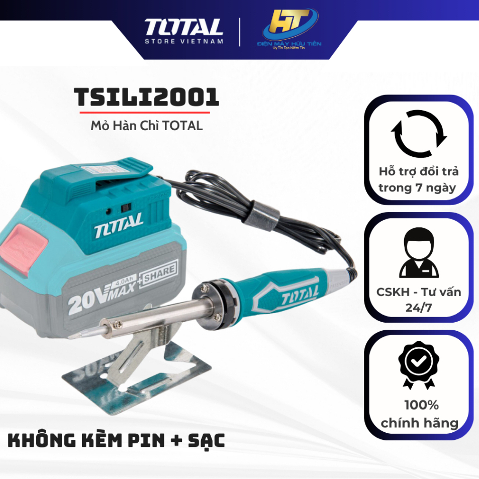 MỎ HÀN CHÌ 20V TOTAL TSILI2001 (KHÔNG BAO GỒM PIN VÀ SẠC)