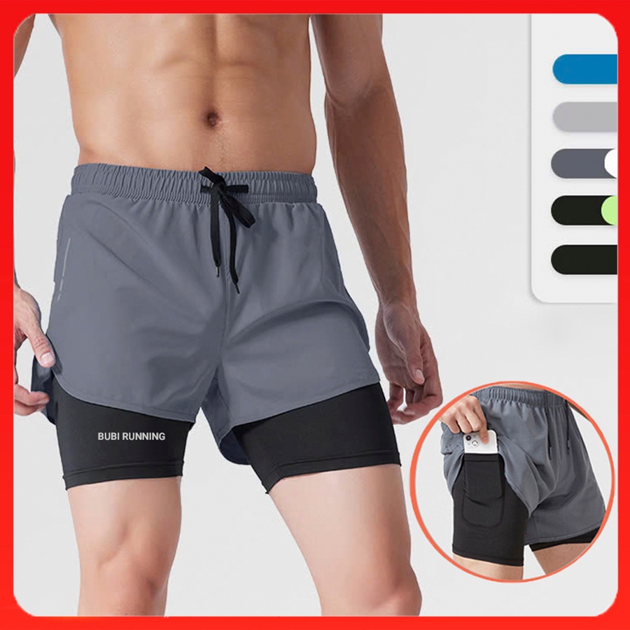 Quần thể thao 2 lớp tập Gym Chạy bộ Tennis, quần short đùi nam nữ thoáng khí thấm hút mồ hôi co giãn 4 chiều