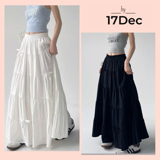 Chân váy dài midi ullzzang 5 tầng 17DEC chân váy maxi đính nơ tiểu thư đi dịu dàng cho nữ