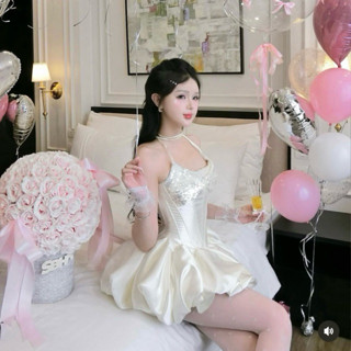  SWAN DRESS Đầm corset thiên nga trắng kim sa tiểu thư   ảnh thật ở cuối   