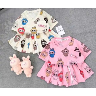 [9-42kg] Có Lót Trong, Set Váy Xếp Ly LABUBU H.H Chất Liệu Tixi Mềm Mịn Cho Bé Gái