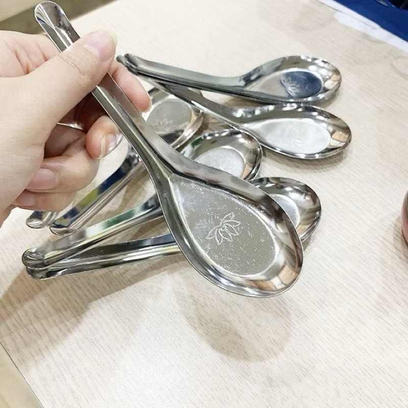 Sét 20 chiếc thìa phở inox bông sen hàng dày loại 1