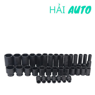 Bộ khẩu 1/2 thép đen siêu cứng, 35 chi tiết, khẩu ngắn-dài từ 8mm-32mm