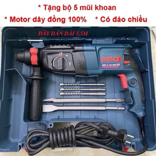 Máy khoan đục bê tông bosch 2-26_ Tặng ngay 5 mũi như hình, Hàng loại 1, dây đồng, máy khoẻ đa năng