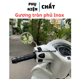 Gương chiếu hậu tròn phủ inox, xoay 360 lắp xe máy, xe điện, xe cub, 50cc, sh, sh mode, vision, ab, chân ren 8li, 10li