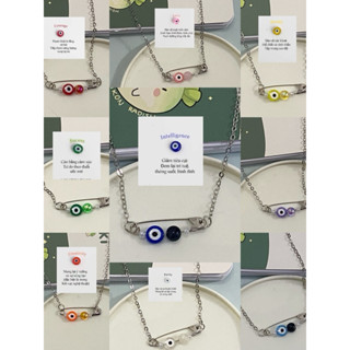 vòng cổ/vòng tay safety pin mắt quỷ🩷❤️🧡💛💚🩵💙💜🤍