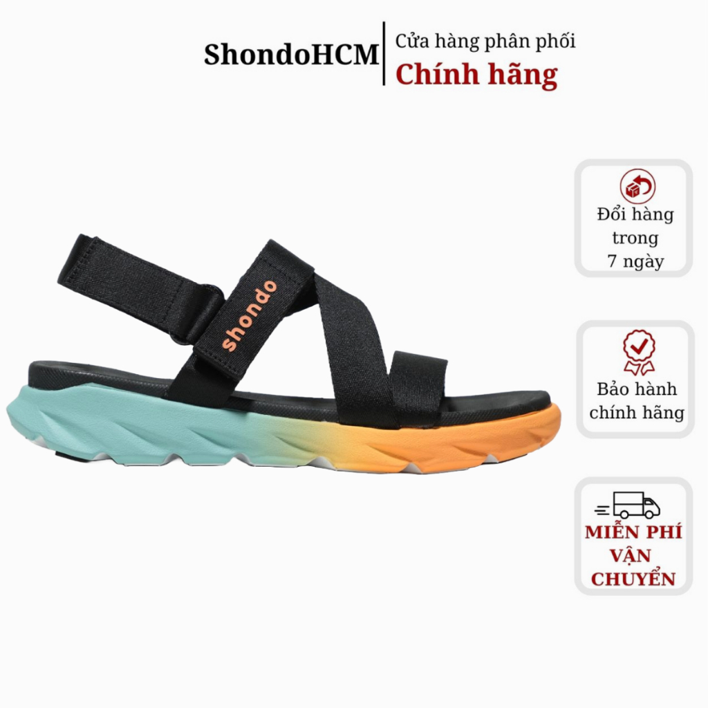 Giày sandal Shondo nam nữ F6  ombre đế 2 màu xanh baby cam nhạt F6S8310 Shondo chính hãng
