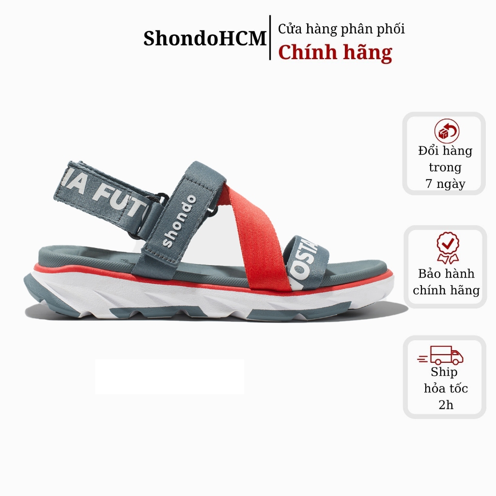 Giày sandal SHONDO F6 sport future xám đỏ F6S0026 Shondo chính hãng