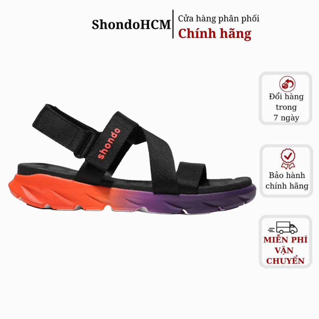 Giày sandal Shondo nam nữ  F6 sport ombre đế 2 màu cam-tím F6S8910 Shondo chính hãng