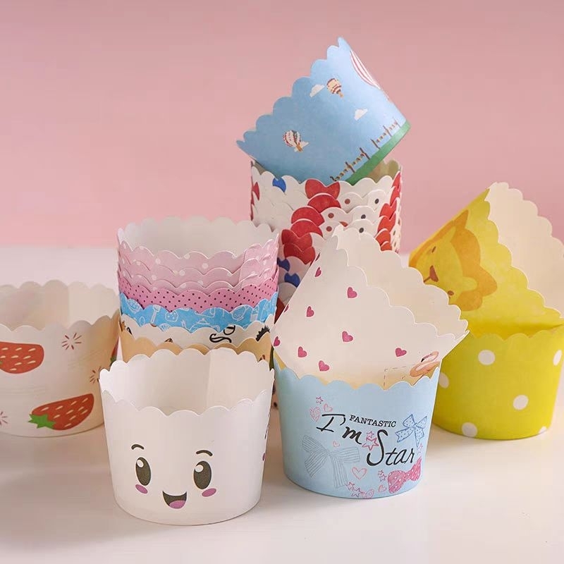 {Size to} Lốc 50 ly cốc giấy cupcake nướng bánh viền răng cưa size to loại đẹp, ly giấy đựng bánh kem