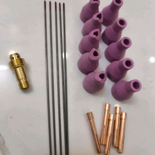 Combo kim hàn, sứ hàn, kẹp kim hàn tig QQ150 (05 que kim 1.6, 5 sứ nhỏ, 5 sứ vát, 5 kẹp kim)