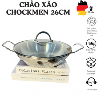 Chảo xào CHOCKMEN 26cm, nồi xào 26cm, chảo inox xào, chảo xào sâu lòng, chảo xào kèm vung