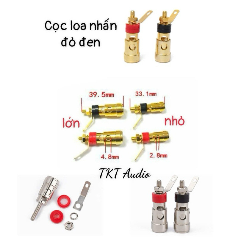 (VIDEO) 1 cặp đỏ đen Cọc đấu loa nhấn đơn lớn/nhỏ mạ đồng mạ crom - Phụ kiện loa treble, mạch phân tần