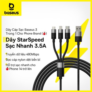 Cáp Sạc Baseus 3 Trong 1 USB to Type-C & Micro 3.5A Tương Thích Phone 14/13/12 Pro, Samsung A71, Xiaomi