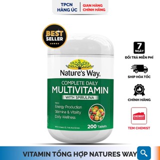  Vitamin Tổng Hợp Tảo Biển Và Rau Củ Nature’s Way Úc Complete Daily Multivitamin bổ sung khoáng chất 200 Viên 
