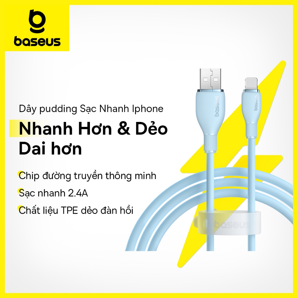Dây cáp sạc nhanh BASEUS Pudding Series 2.4A thích hợp | BigBuy360 - bigbuy360.vn