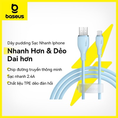 Dây cáp sạc nhanh BASEUS Pudding Series 2.4A thích hợp