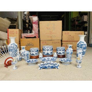 Chân kê nến màu xanh - Đế để nến men lam