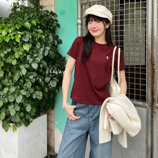 Áo thun babytee thêu ngựa ngắn tay, áo thun cotton trơn nhiều màu form vừa hàng QC Salavi H3 359