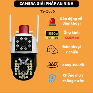 Camera Yoosee Q836 2 MẮT XEM 2 MÀN HÌNH cùng lúc full HD 8.0M, xoay 360 độ, xem đêm có màu, đàm thoại 2 chiều