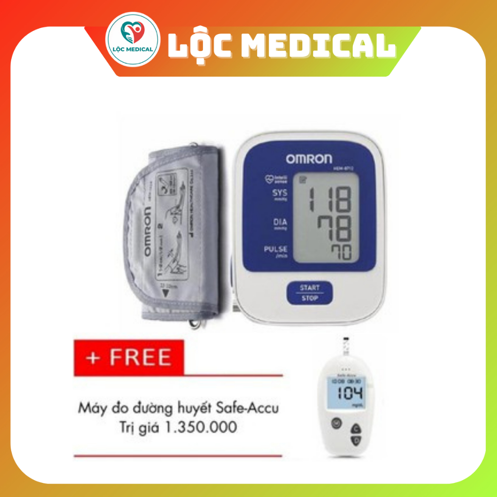 Máy đo huyết áp bắp tay Omron HEM-8712 Tặng Máy đo đường huyết Safe-Accu (25 kim và 25 que)