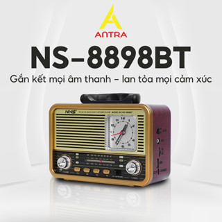 Đài Radio NNS 8898BT Thiết Kế Tân Cổ Điển, Tích Hợp Đồng Hồ, Kết Nối Bluetooth, AM/FM/SW, BH 12TH