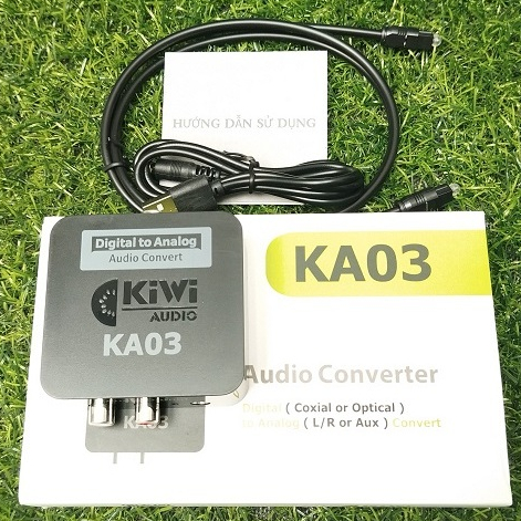 Kiwi KA-03 Bộ chuyển âm thanh TV 4K quang optical sang audio AV ra amply (KHOAI TO) + Cáp optical