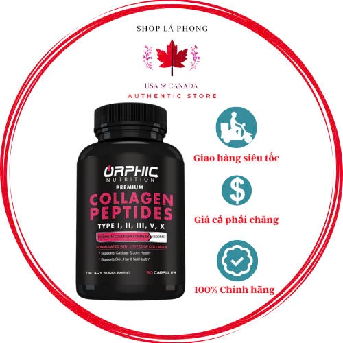 Viên uống trắng da Orphic Premium Collagen Plus 1500 MG hỗ trợ da, móng, tóc và khớp (90 viên)