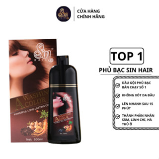 Dầu Gội Phủ Màu Sin Hair 500ml Màu Hạt Dẻ Tươi Trẻ Năng Động Nhuộm Tóc Thảo Dược Phủ Bạc Siêu Dưỡng Không Gây Hư Tổn Tóc