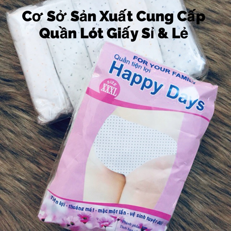Quần Lót Giấy Happy Days Hồng 1 gói 5 chiếc (MSP: Đáy Liền - 1lớp đáy)
