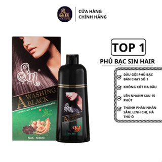 Dầu Gội Phủ Bạc Sin Hair Nhật Bản Đen Và Nâu 500ML Thành Phần Nhân Sâm Tự Nhiên Giúp Đen Tóc