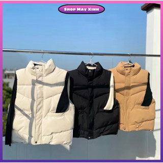 Áo phao ghile có khoá sườn 2 bên túi ngang hàng quảng châu có 3 lớp dày dặn