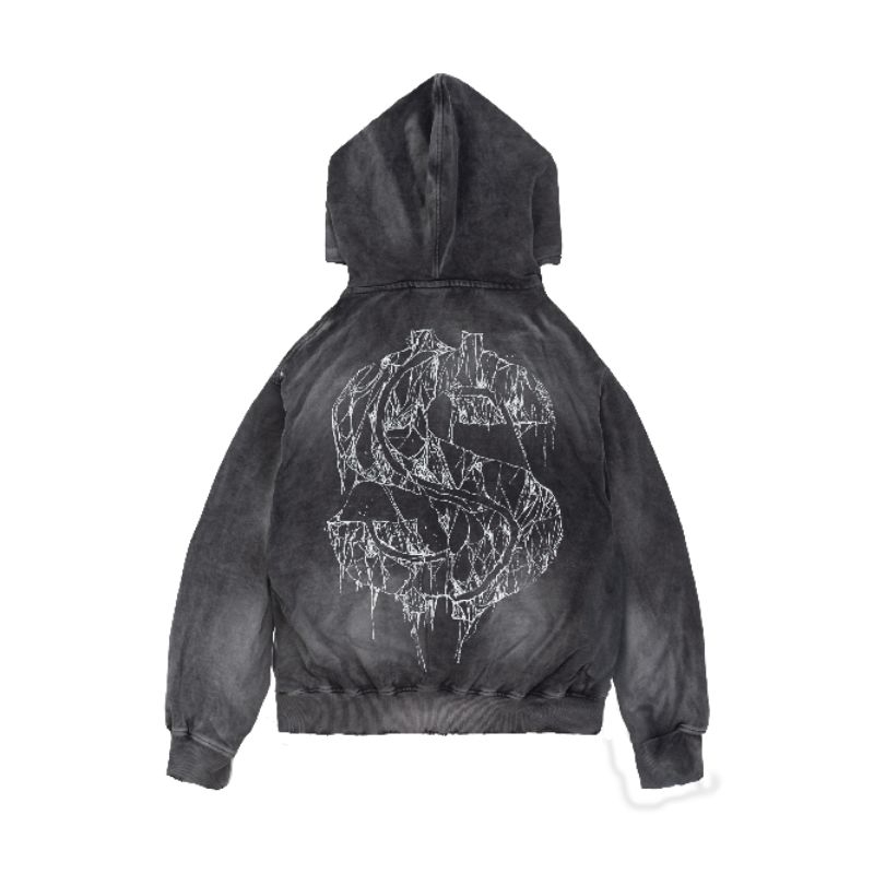 [SMAKER] Áo Hoodie nam nữ Local Brand, chất nỉ cotton màu nâu Unisex-$MAKER WEB DOUBLE ZIPS WASHED H