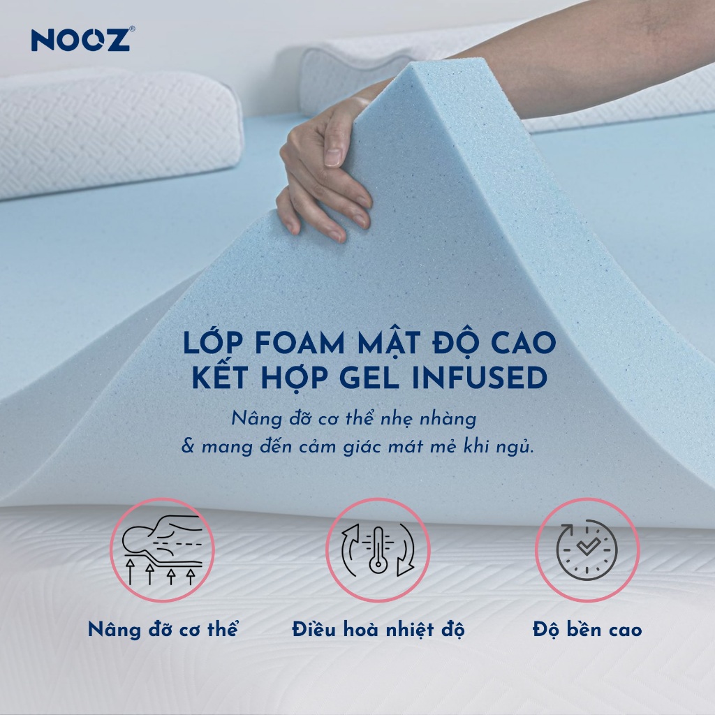 Nệm Foam NOOZ Comfy Latex 100% Đệm Cao Su Thiên Nhiên Kết Hợp Than Hoạt Tính NOOZ Home Goods | BigBuy360 - bigbuy360.vn
