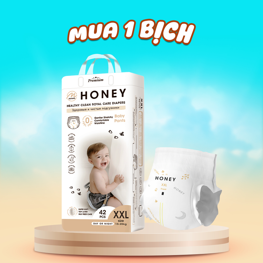 [1 Bịch Honey Premium] Tã Bỉm Dán Quần Honey Premium Chính Hãng Cao Cấp Mới Nhất Cho Bé