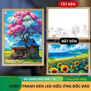 Tranh Đèn Led Chill [💚FREESHIP💚] để bàn, treo tường làm quà tặng, đèn ngủ. Tranh đèn Led Anime, phong cảnh