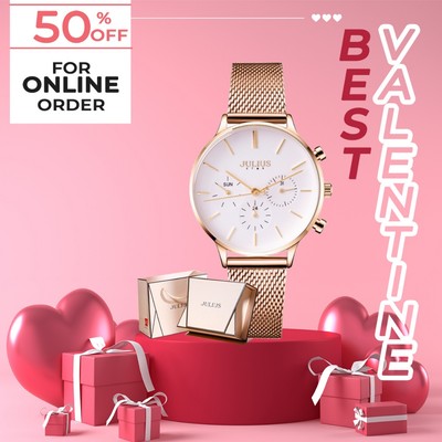 Đồng hồ nữ Julius Star JS-005 dây thép | Julius Official