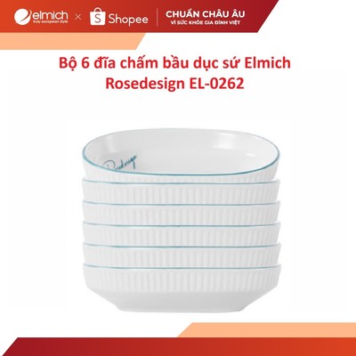Bộ 6 đĩa chấm bầu dục sứ Elmich Rosedesign EL-0262